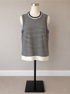 Black & White Striped Knit Tank Top